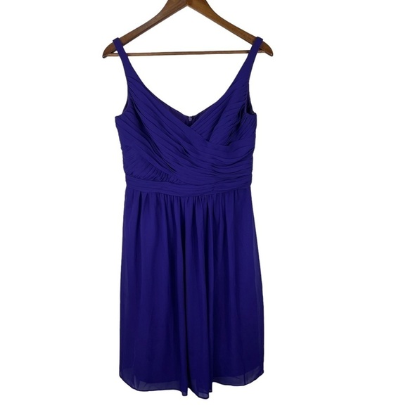 DAVID'S BRIDAL CHIFFON/POLY SHORT BRIDESMAID PARTY DRESS - Picture 1 of 9